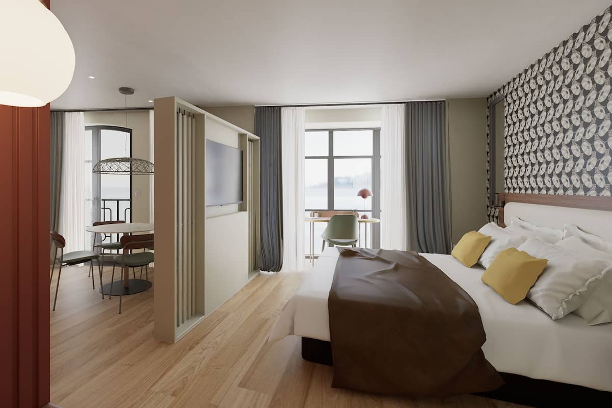 2 bedrooms, premium bedding, in-room safe, desk