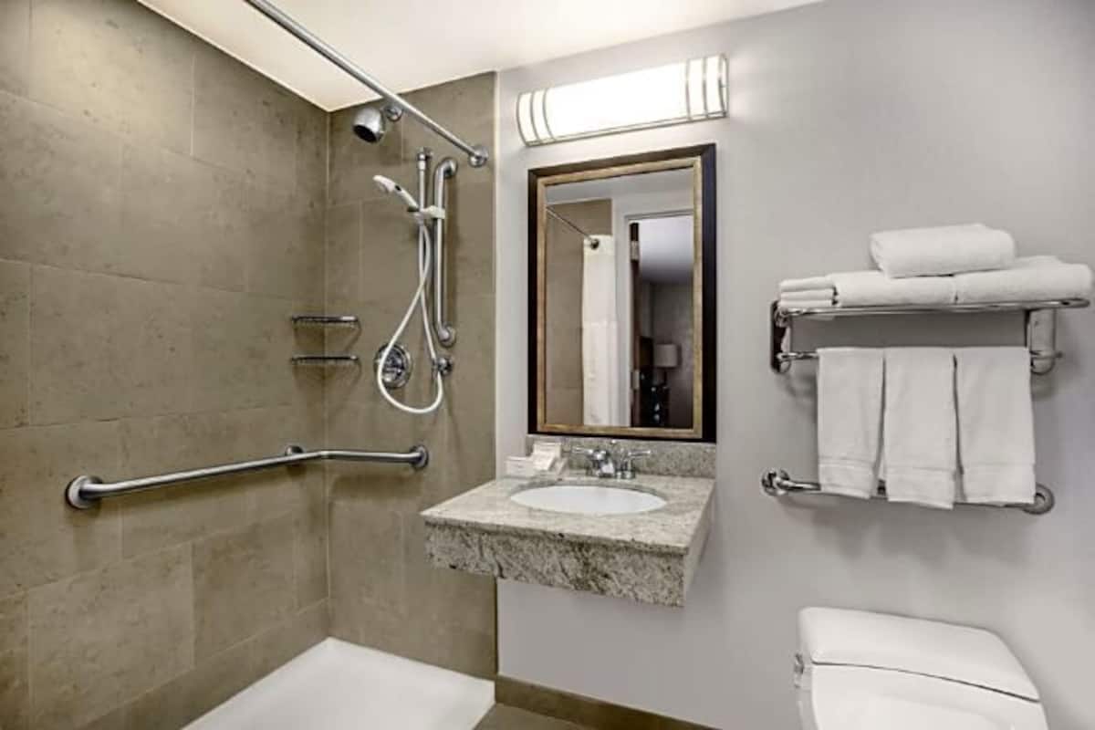 Free toiletries, hair dryer, towels