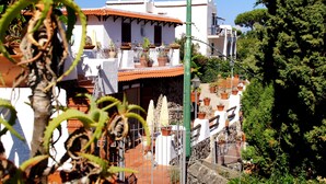 A white building with a red-tiled roof, balconies, and potted plants. - Don Pedro Hotel (Ischia)