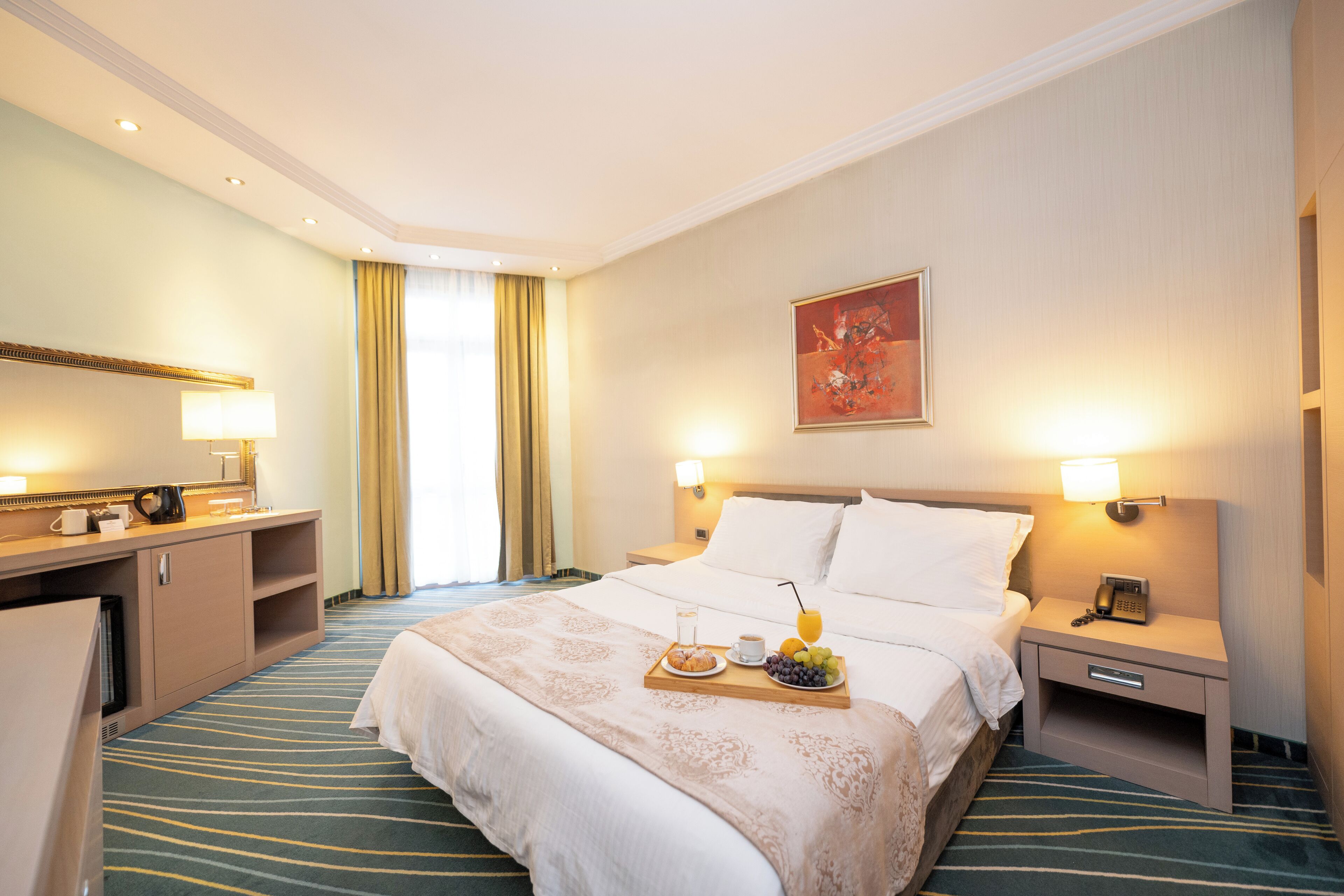 superior double room, 1 double bed, non smoking, city view | hypo-allergenic bedding, minibar, in-room safe, desk