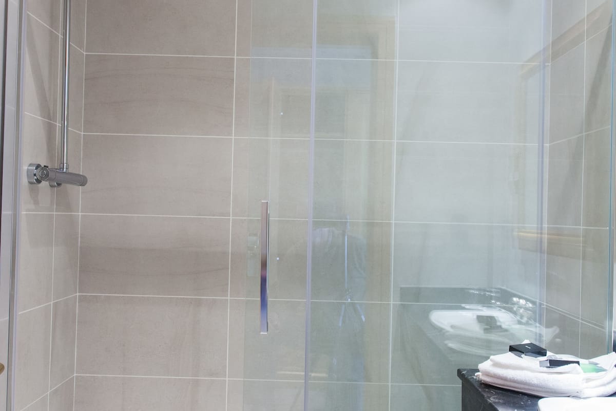 free toiletries, hair dryer, towels