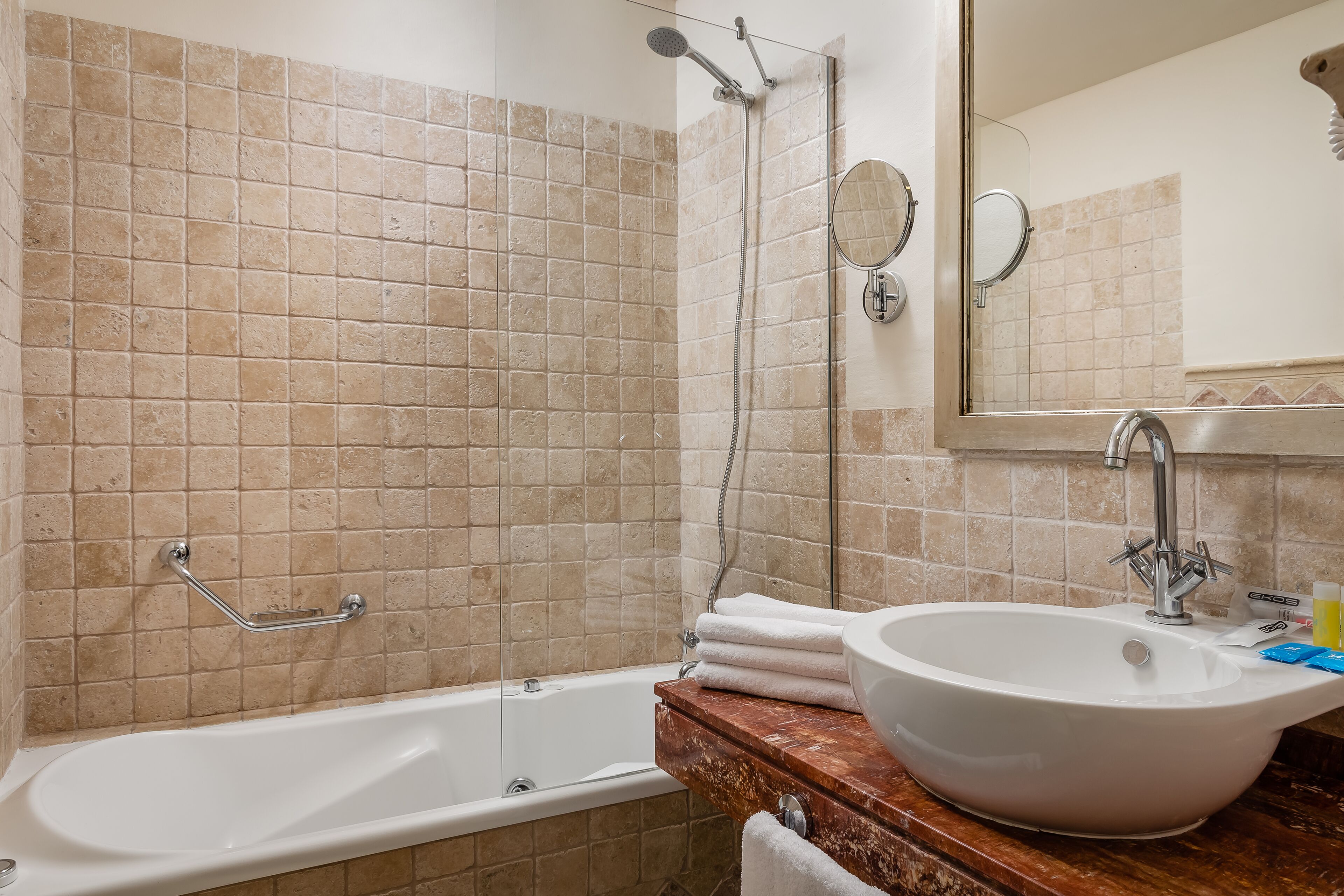 free toiletries, hair dryer, towels, soap