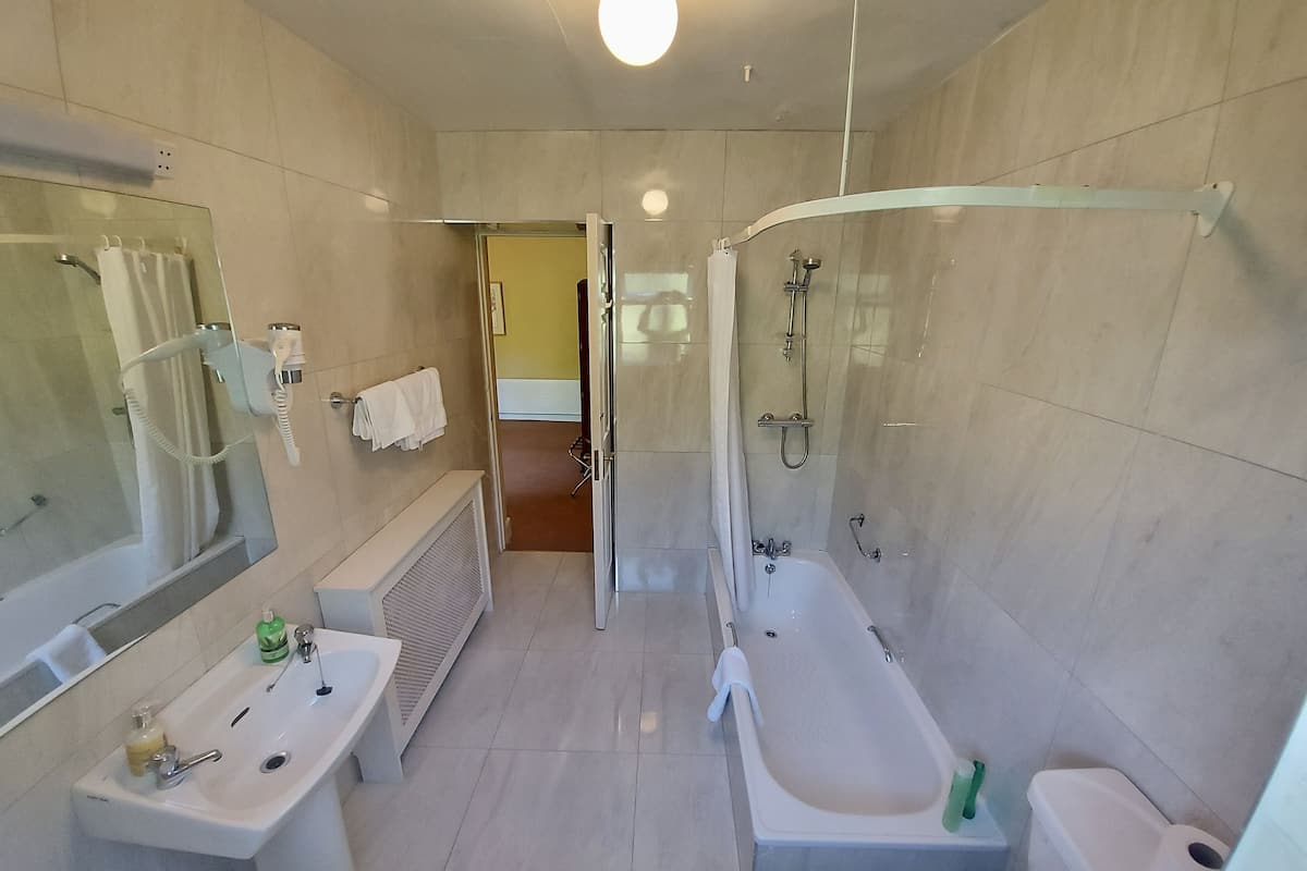 free toiletries, hair dryer, bidet, towels
