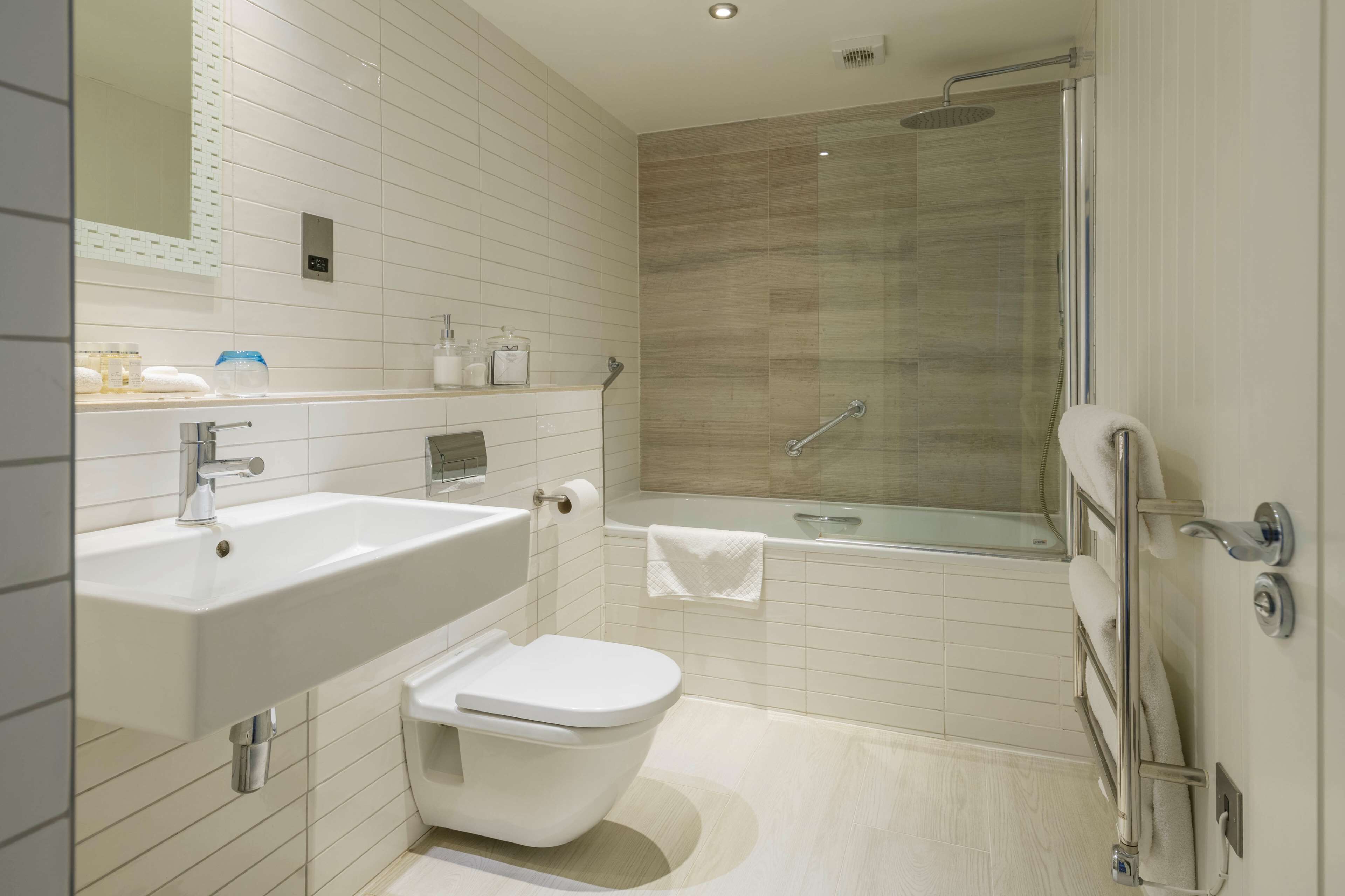 free toiletries, hair dryer, towels