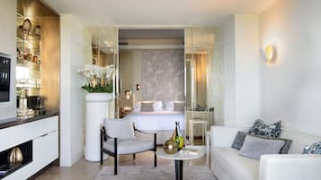 Frette Italian sheets, premium bedding, Select Comfort beds, minibar