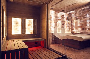 Sauna, body treatments, aromatherapy, deep-tissue massages