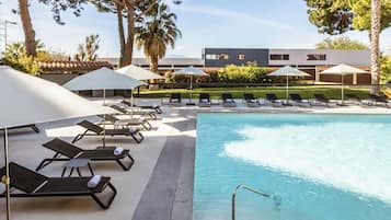 Outdoor pool, pool umbrellas