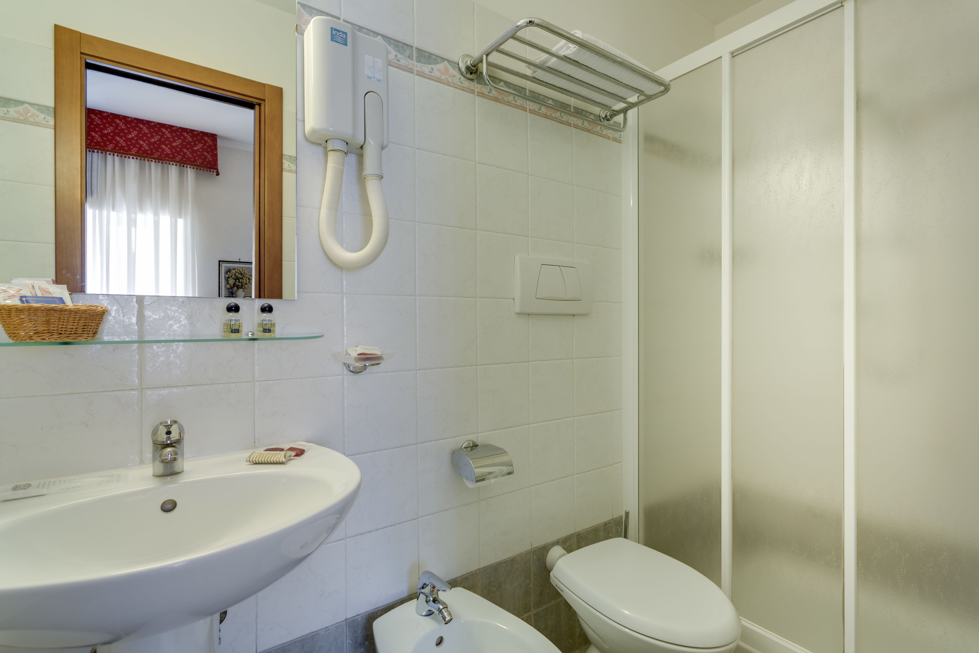 shower, eco-friendly toiletries, hair dryer, bidet
