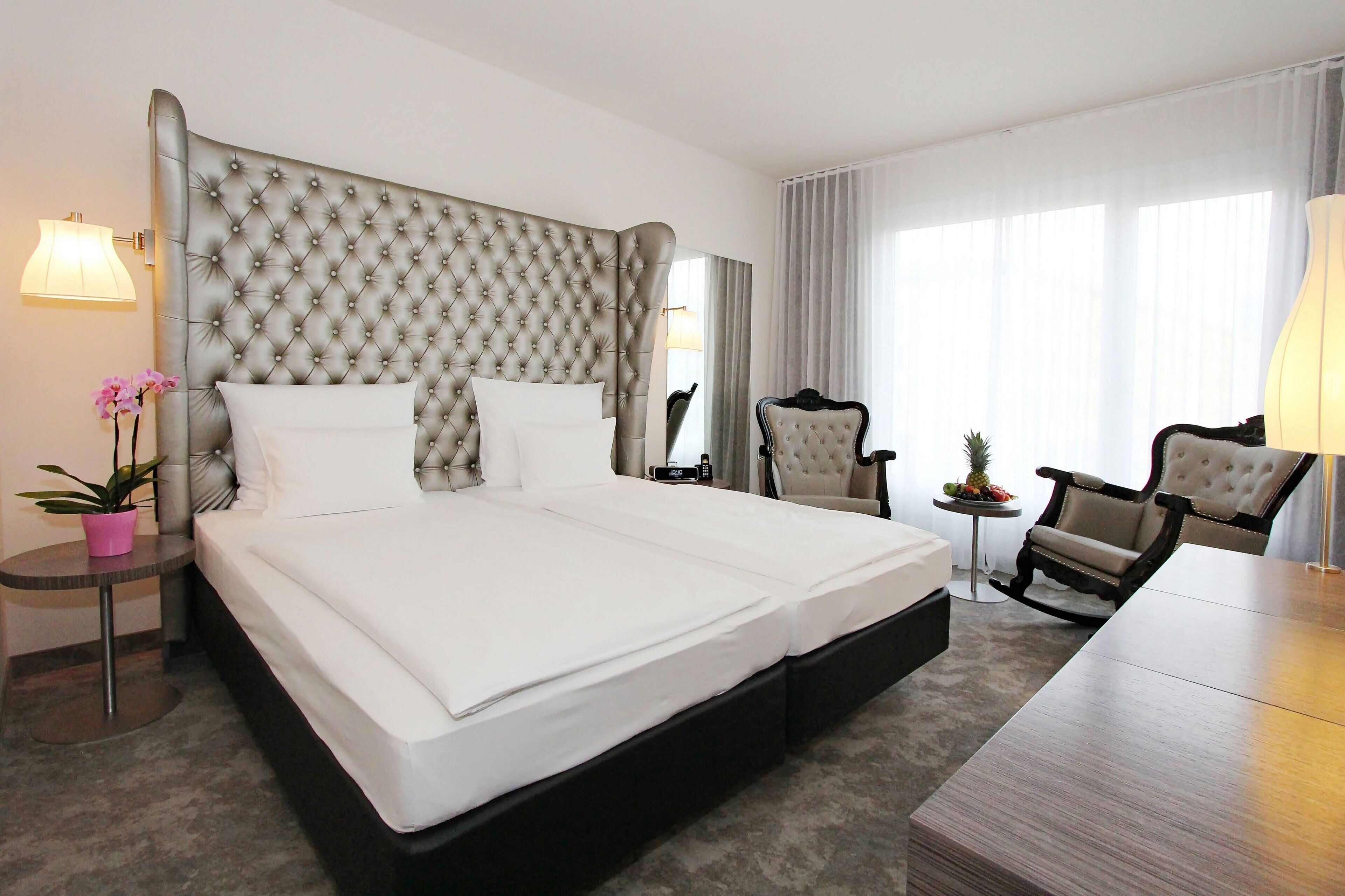 Hypo-allergenic bedding, pillowtop beds, in-room safe, desk