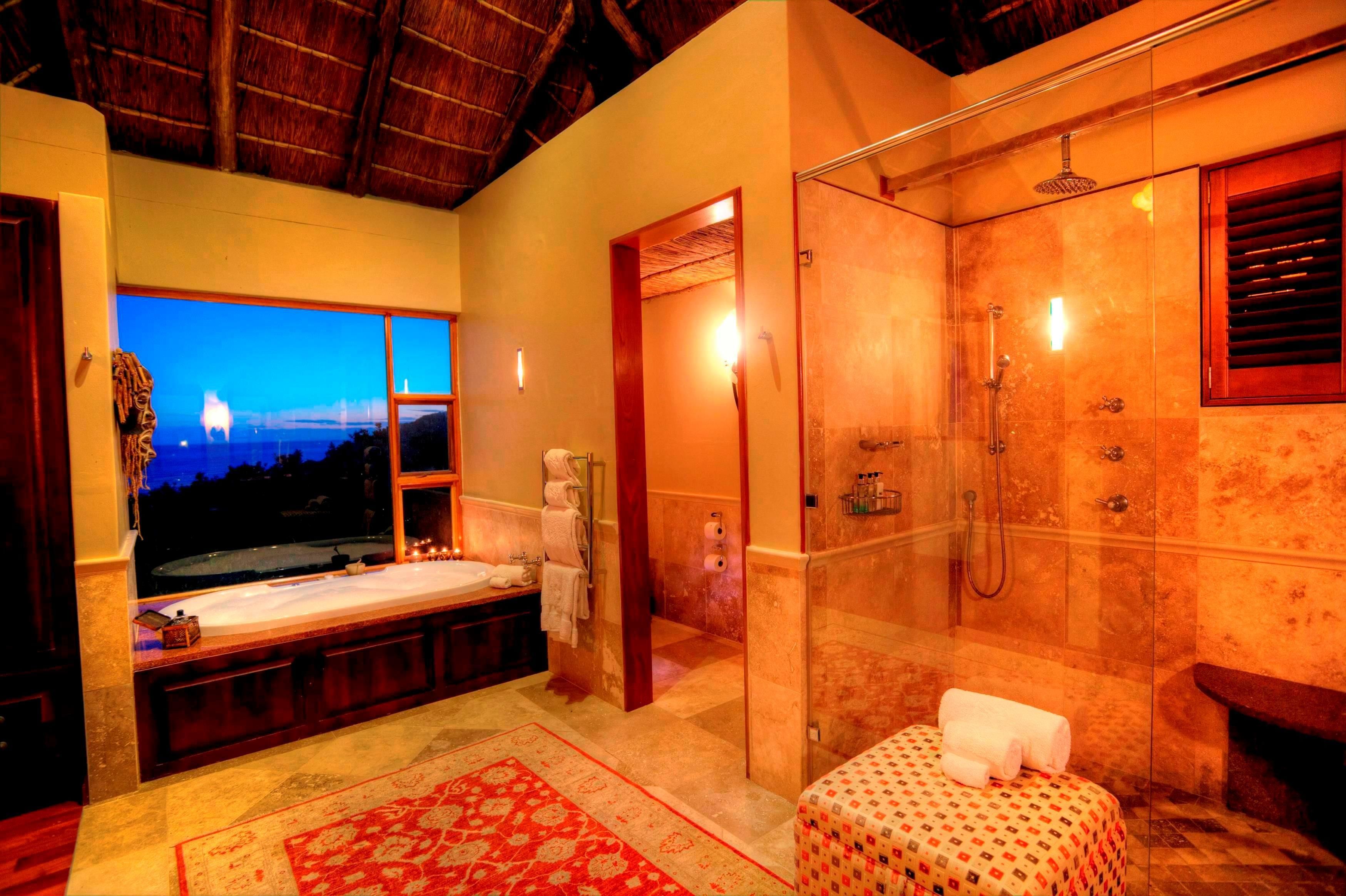 exclusive house | bathroom | separate bathtub and shower, jetted bath, rainfall showerhead