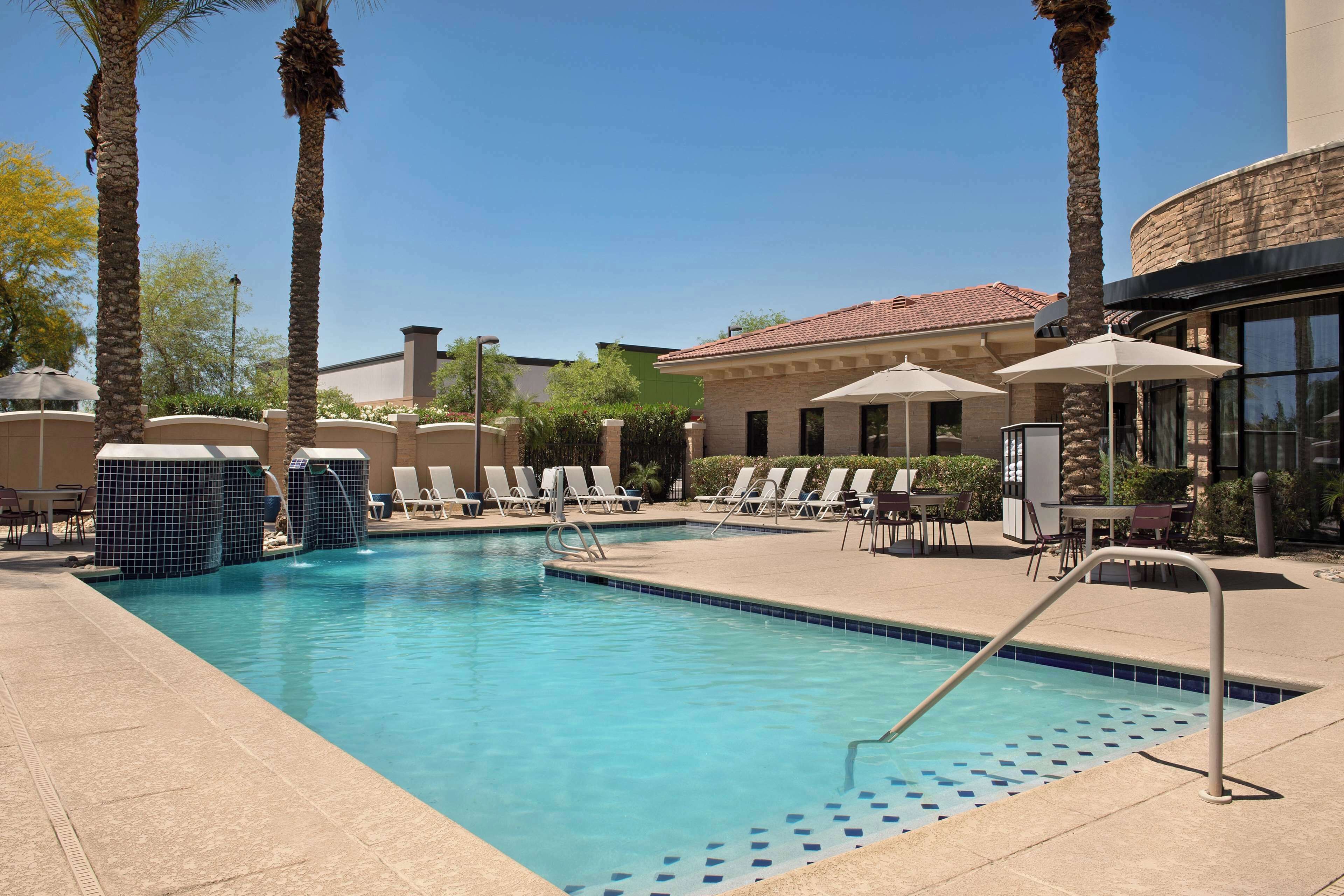 outdoor pool, pool umbrellas