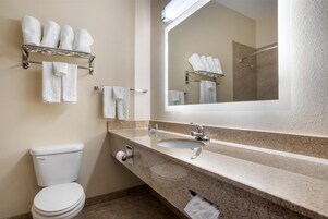 Bañera con ducha, artículos de tocador gratuitos, secador de pelo