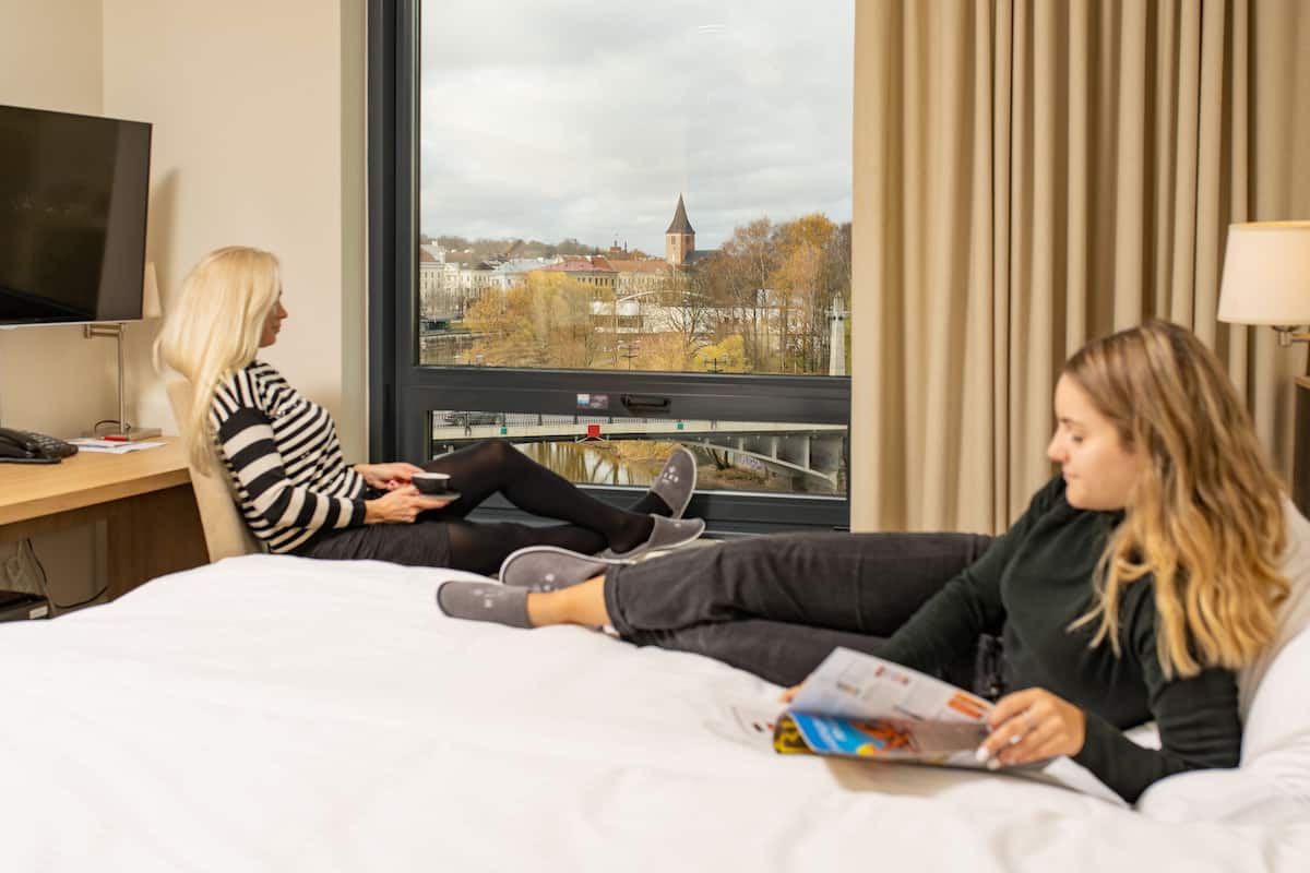 Hypo-allergenic bedding, desk, laptop workspace, soundproofing