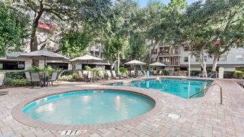 2 outdoor pools, open 10 AM to 10 PM, pool umbrellas, sun loungers