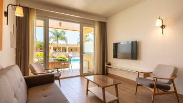 Family Apartment, Balcony, Pool View (with balcony or terrace) | Living area | LCD TV