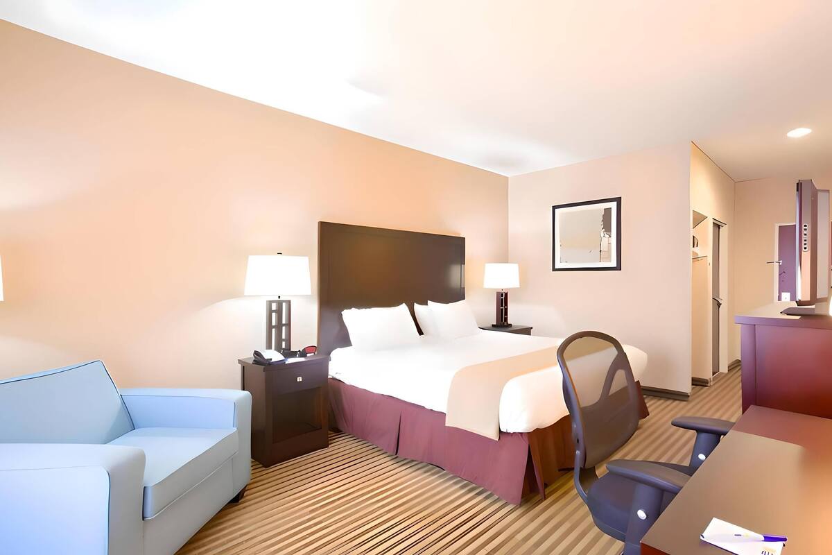 Hypo-allergenic bedding, down comforters, in-room safe, desk