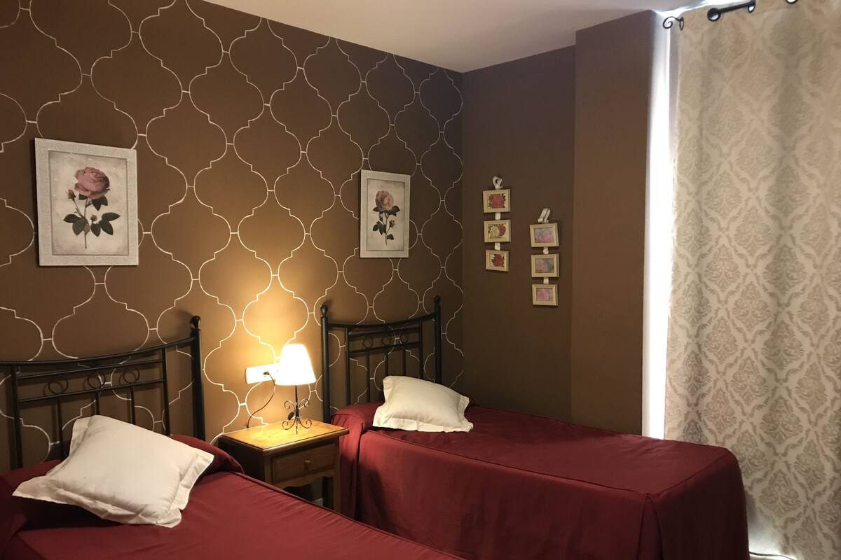 Habitación con 2 camas individuales | Ropa de cama de alta calidad, escritorio, tabla de planchar con plancha