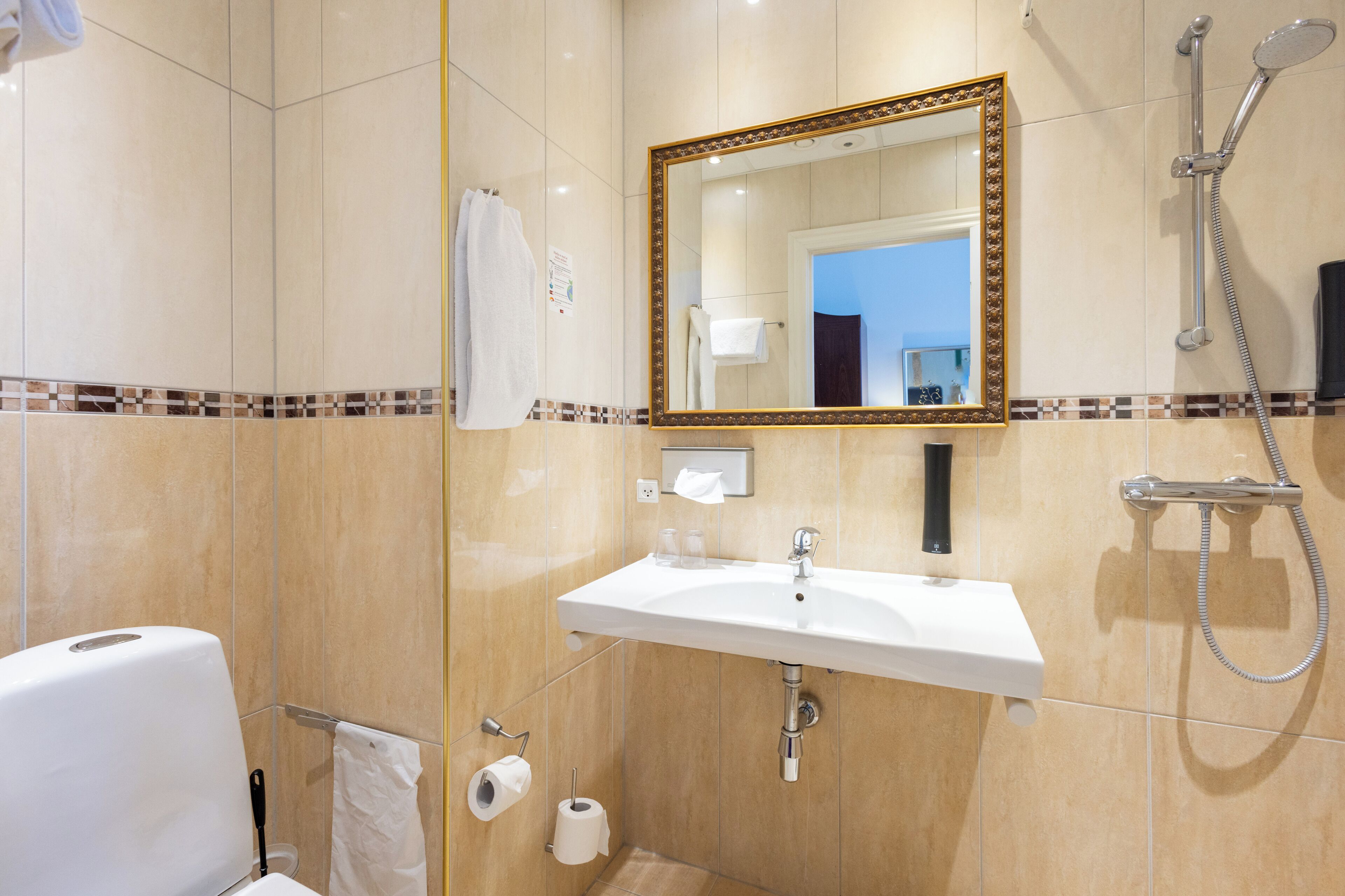 economy double room, 1 large single bed (140 cm) | bathroom | shower, free toiletries, hair dryer, towels