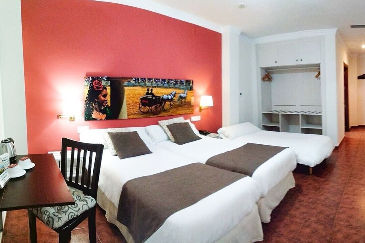 Desk, free WiFi, bed sheets