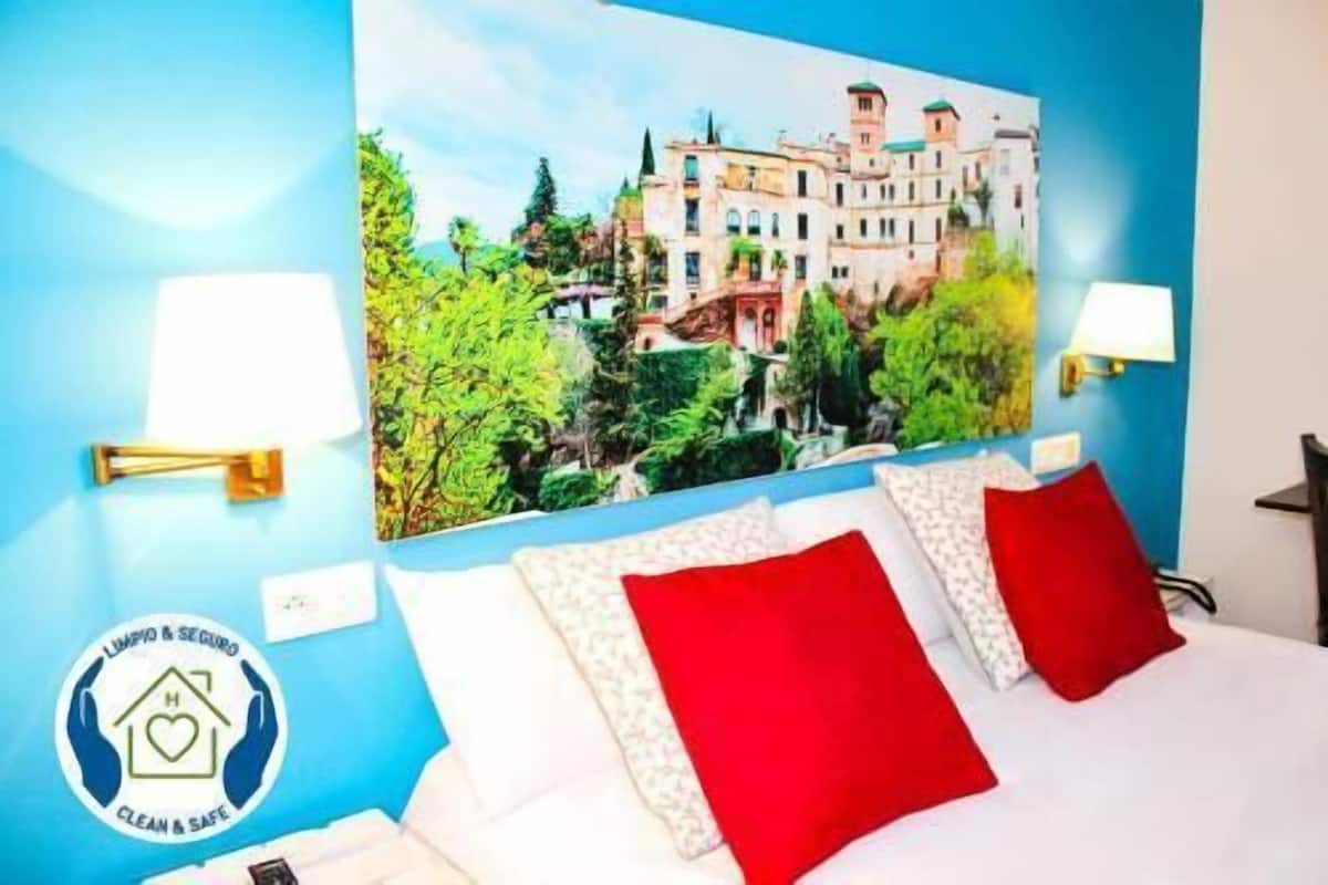 Desk, free WiFi, bed sheets