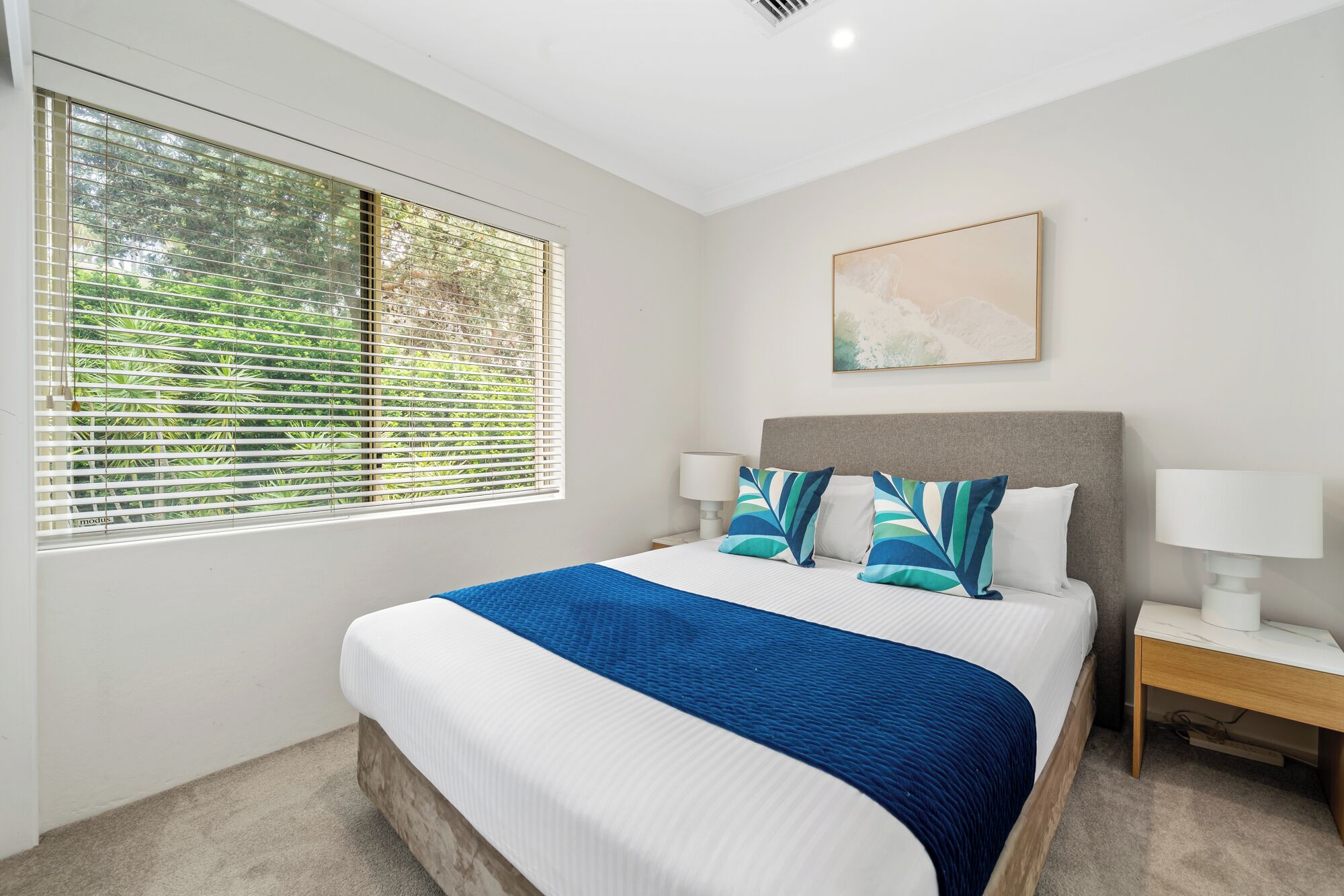 Premium Penthouse | Premium bedding, desk, laptop workspace, blackout drapes