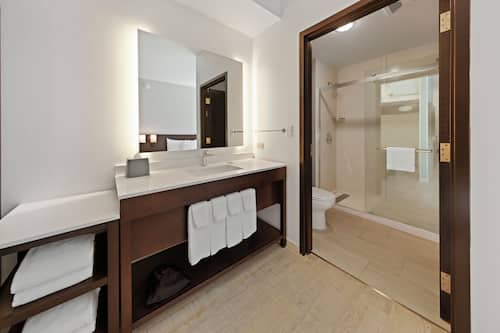 Room, Multiple Beds (2 Queen and 1 Sofa Bed, High Floor) | Bathroom | Shower, designer toiletries, hair dryer, towels