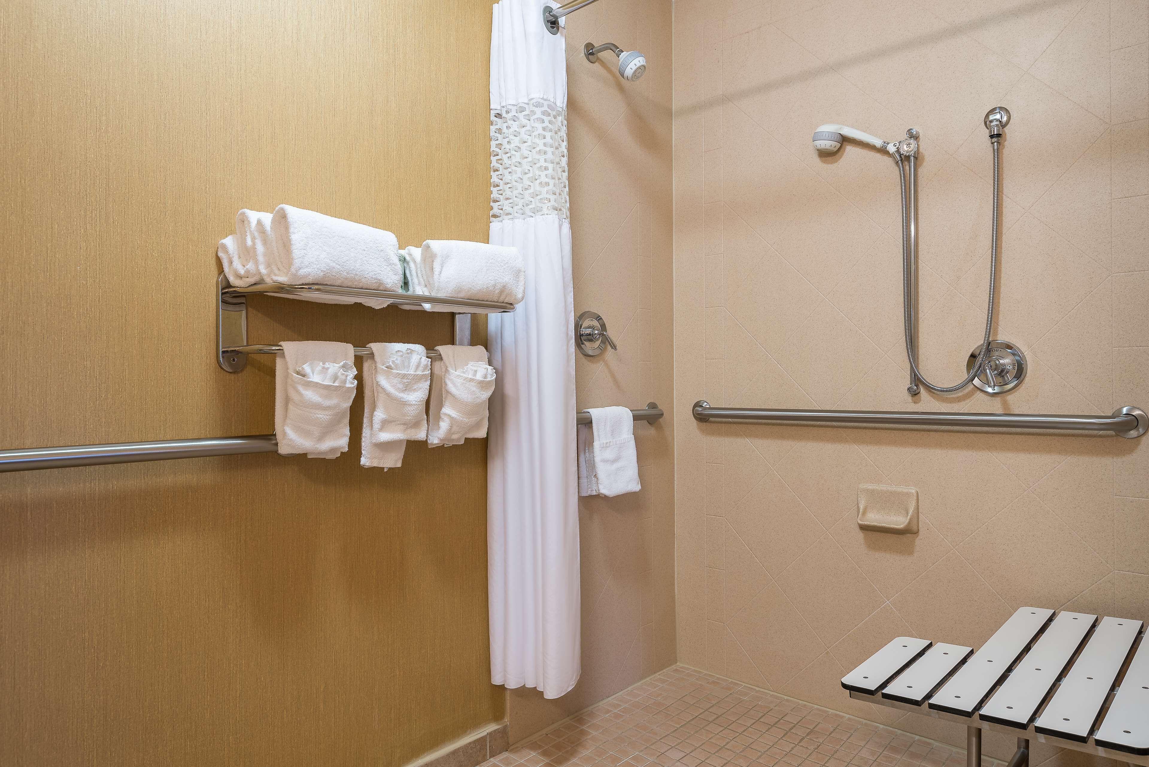 free toiletries, hair dryer, towels