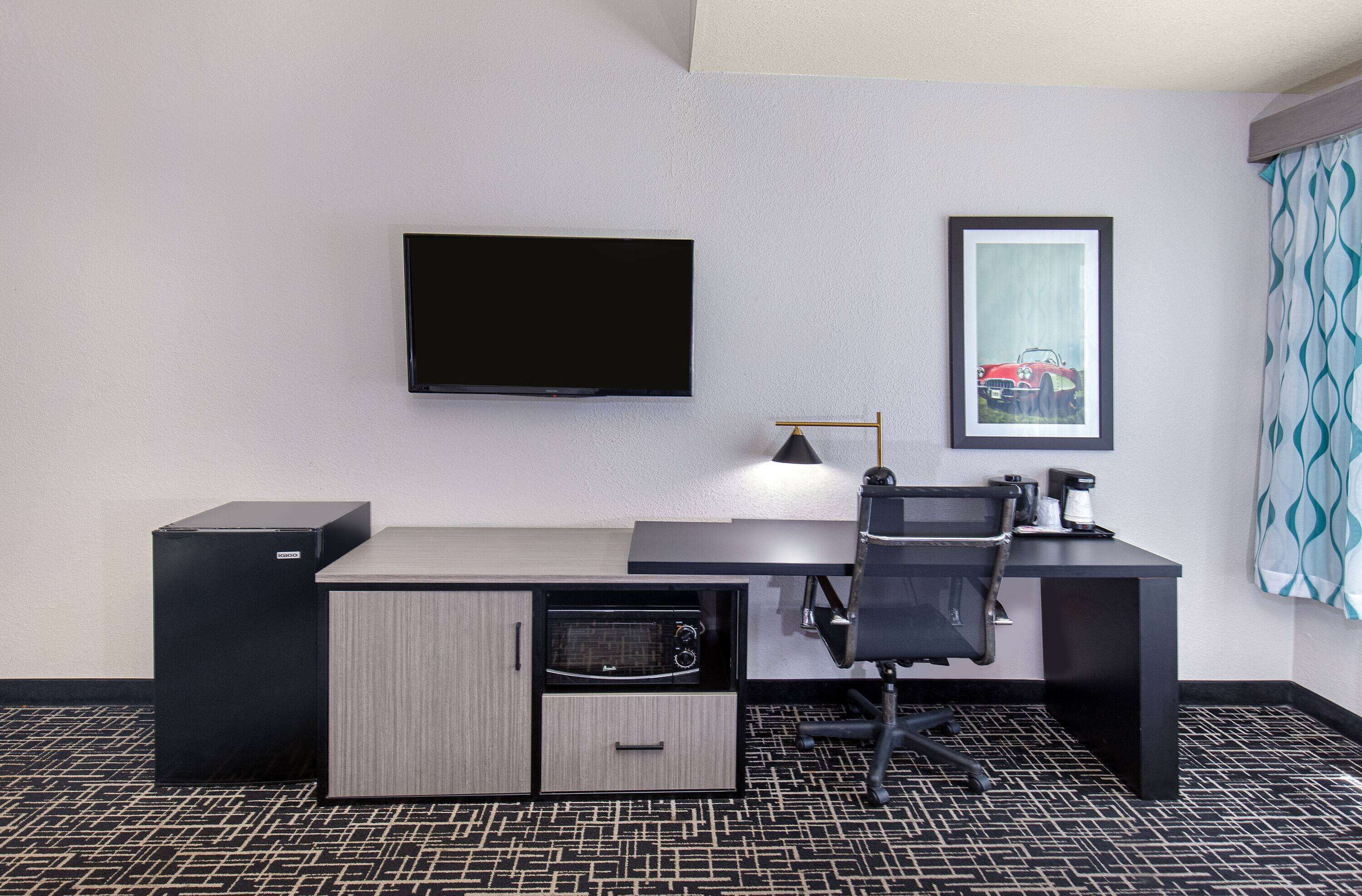 premium bedding, pillow-top beds, desk, iron/ironing board