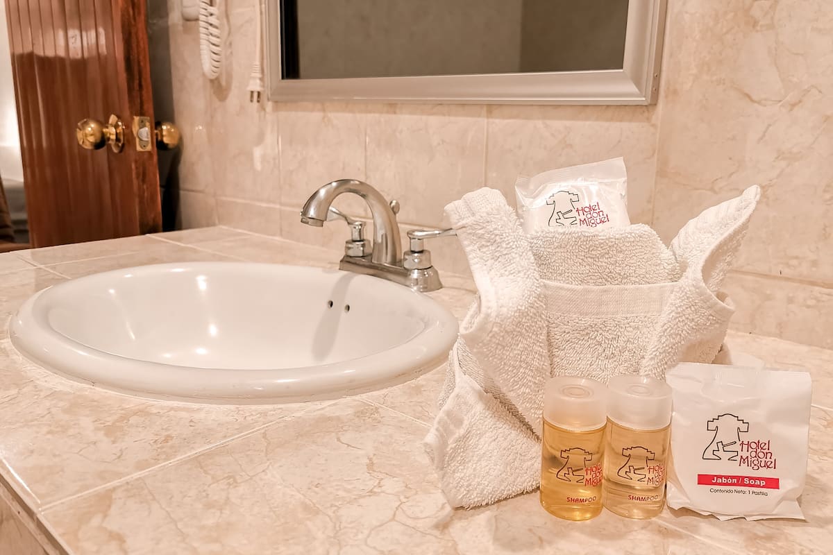 shower, rainfall showerhead, free toiletries, hair dryer