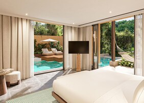 Wellbeing Sanctuary Pool Villa - King | Ropa de cama de alta calidad, edredones de plumas, minibar y caja fuerte