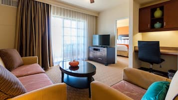 Family Condo, 2 Bedrooms, Kitchen | Living room | 40-inch flat-screen TV with cable channels, TV, DVD player