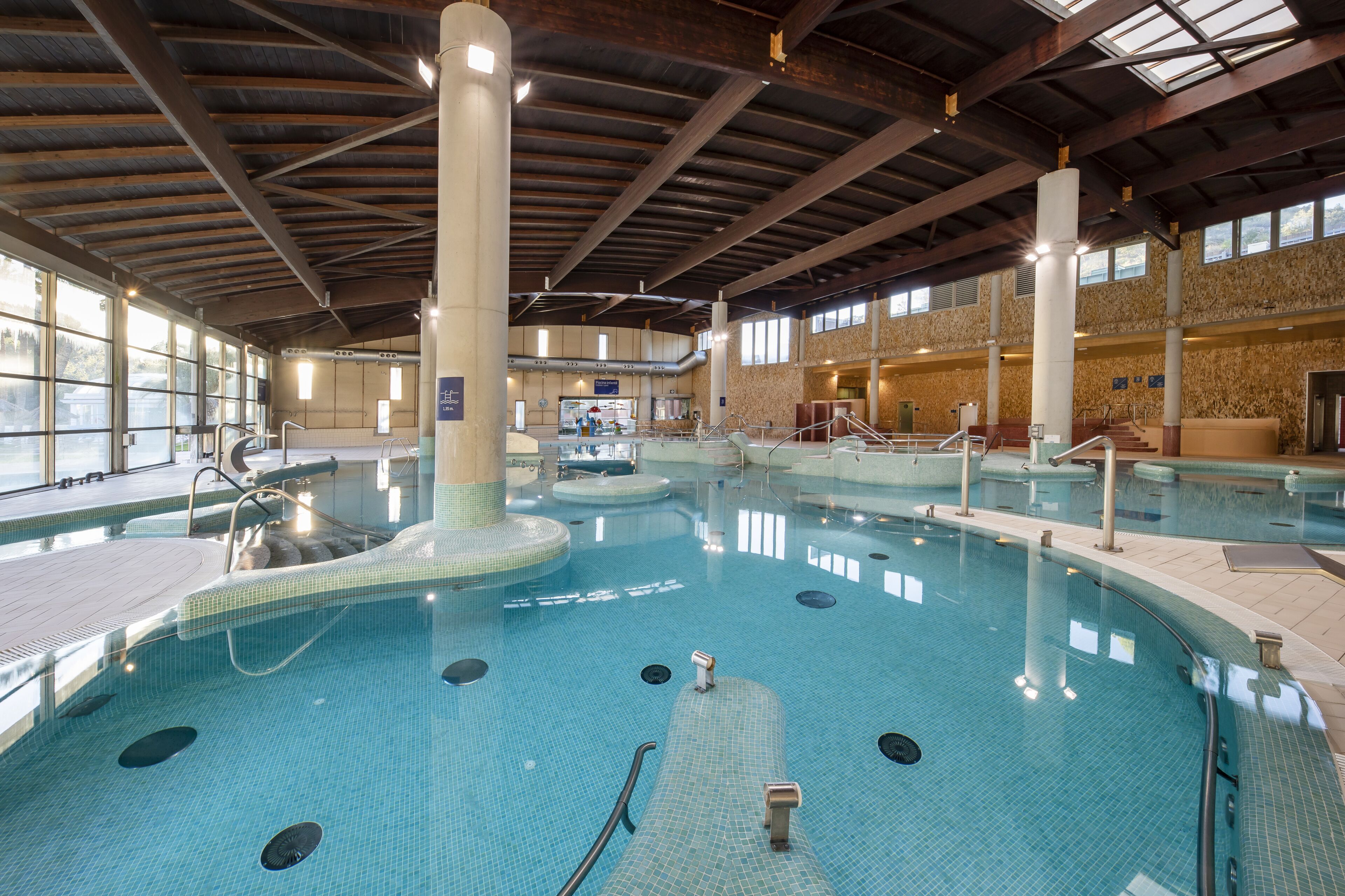 indoor pool, outdoor pool, open 9:00 am to 9:00 pm, pool umbrellas