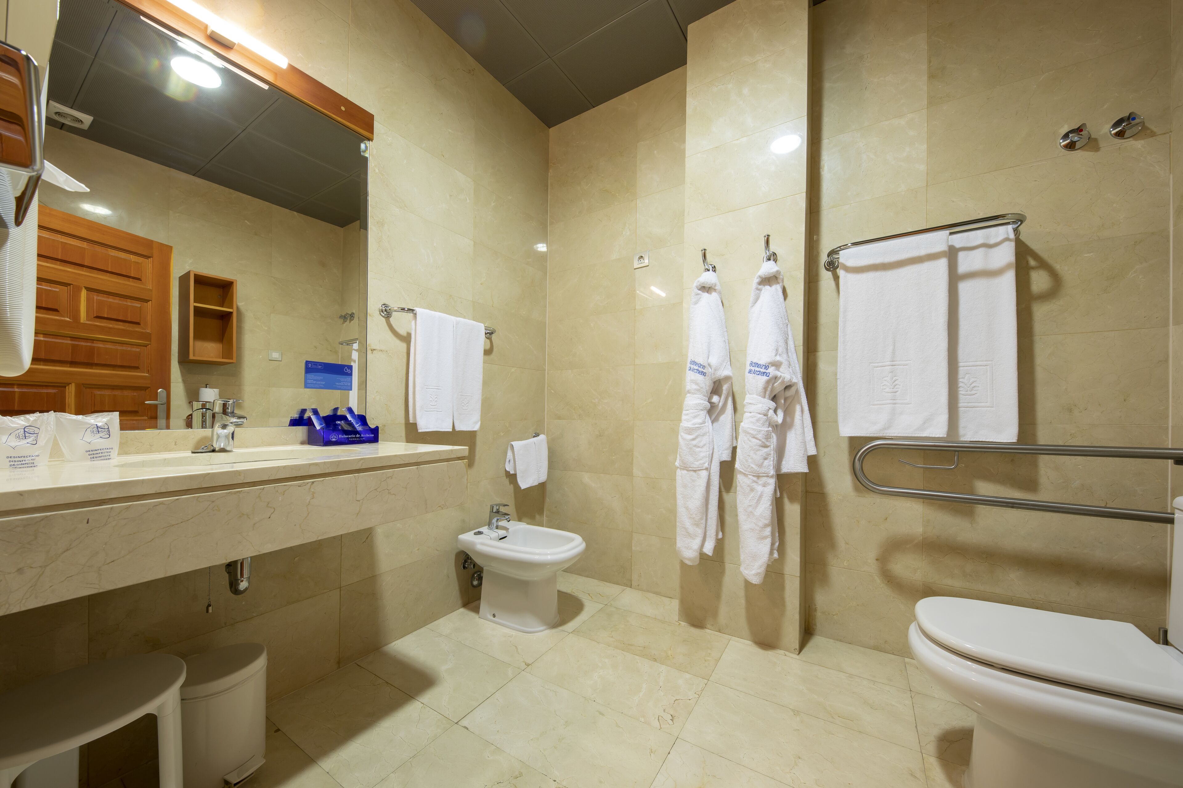 free toiletries, hair dryer, dressing gowns, bidet