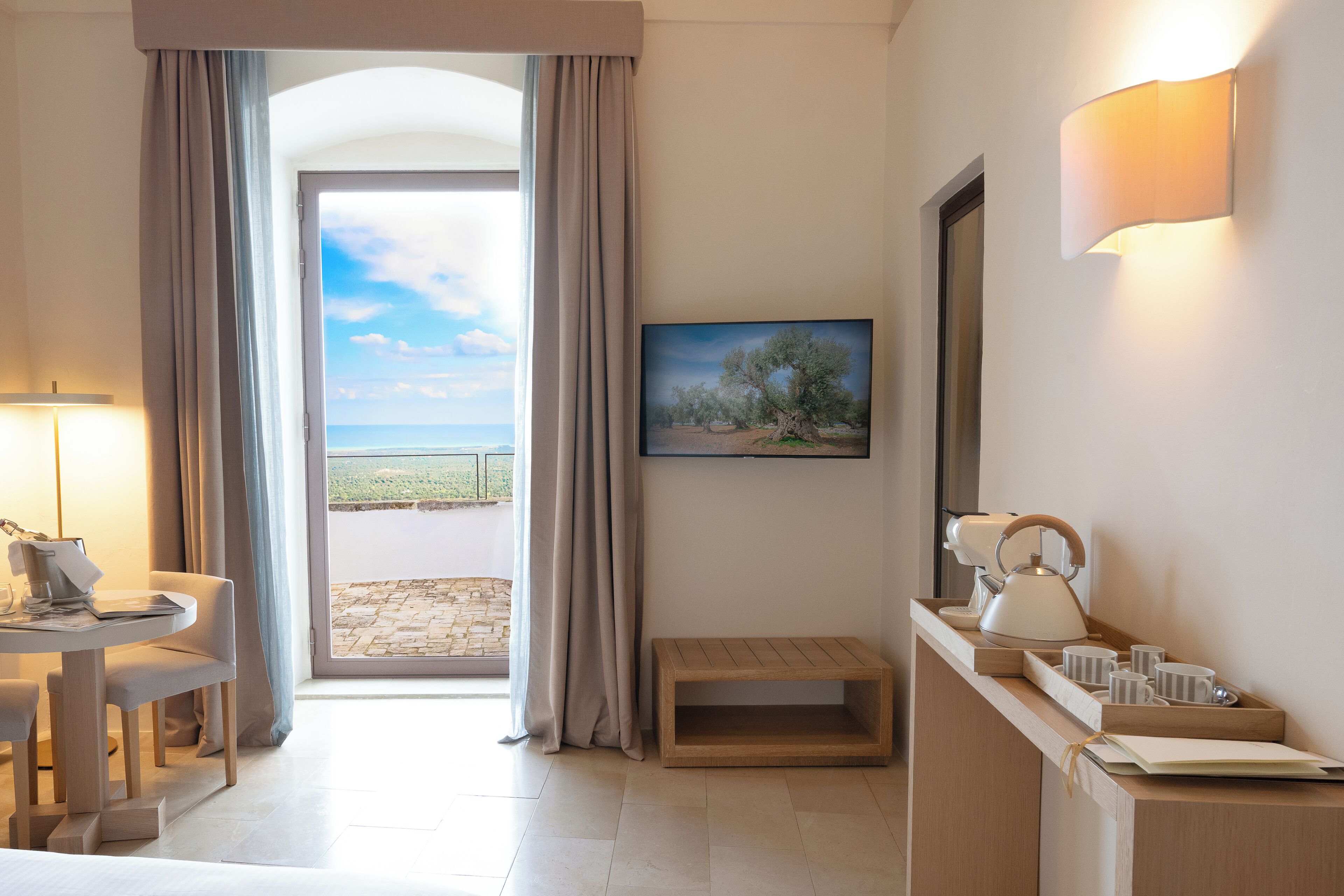 Deluxe Double Room, Balcony, Sea View | Frette Italian sheets, premium bedding, down comforters, minibar