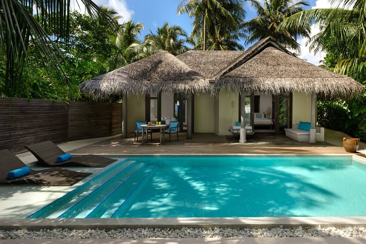 Two Bedroom Family Beach Pool Villa | Frette Italian sheets, premium bedding, minibar, in-room safe