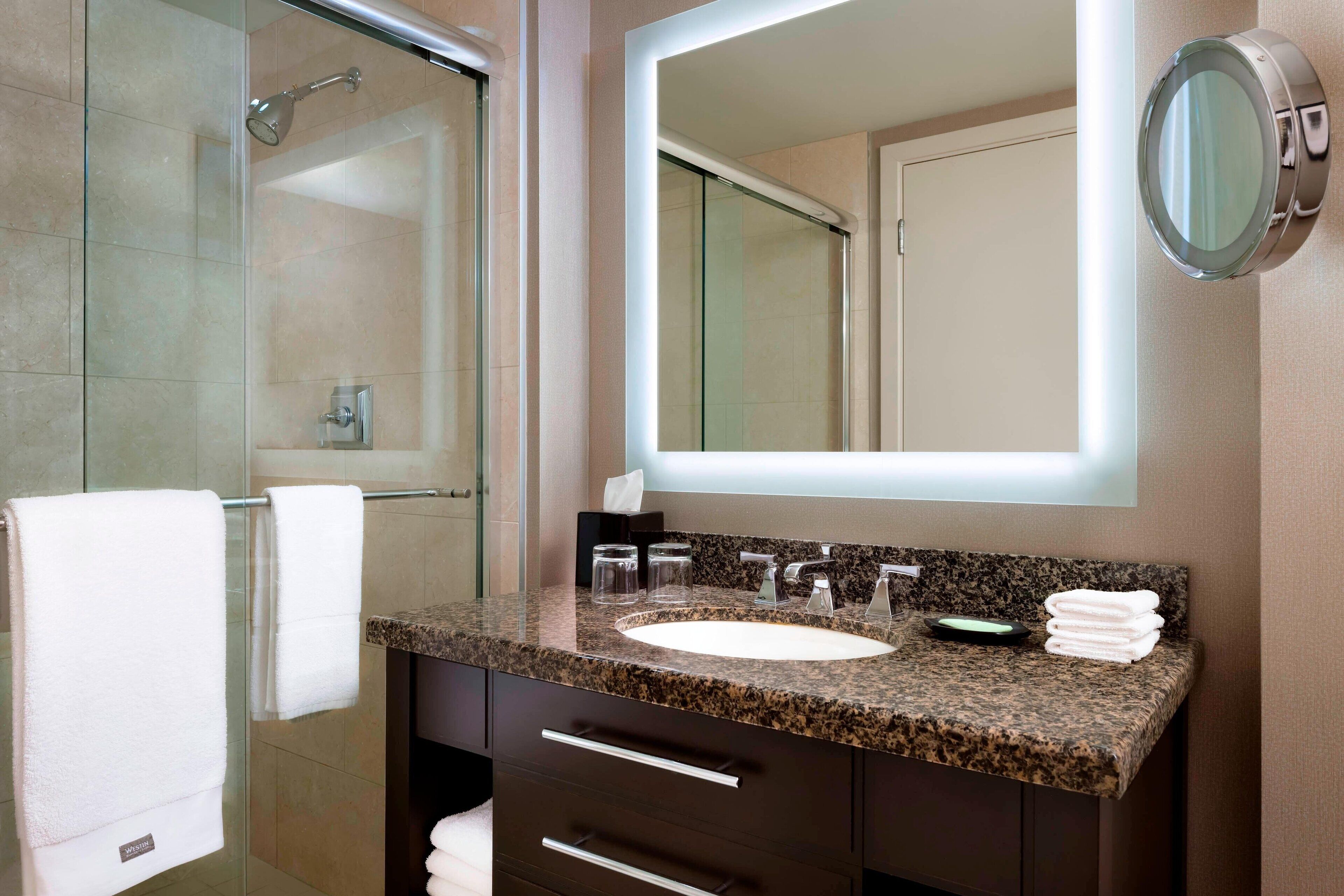 shower, free toiletries, hair dryer, bathrobes