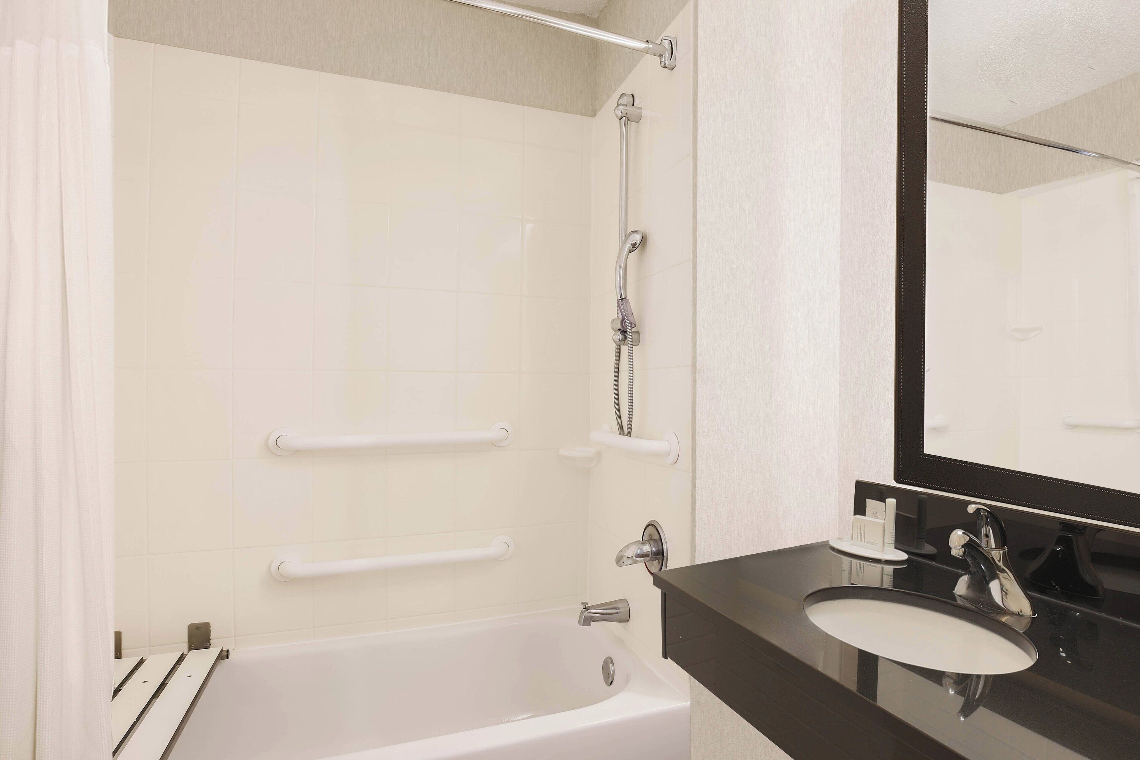 free toiletries, hair dryer, towels