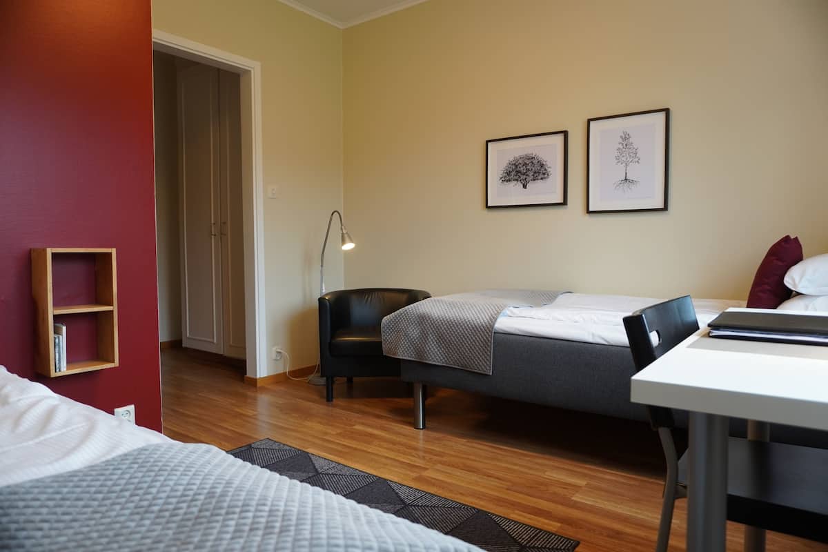 Desk, free WiFi, bed sheets