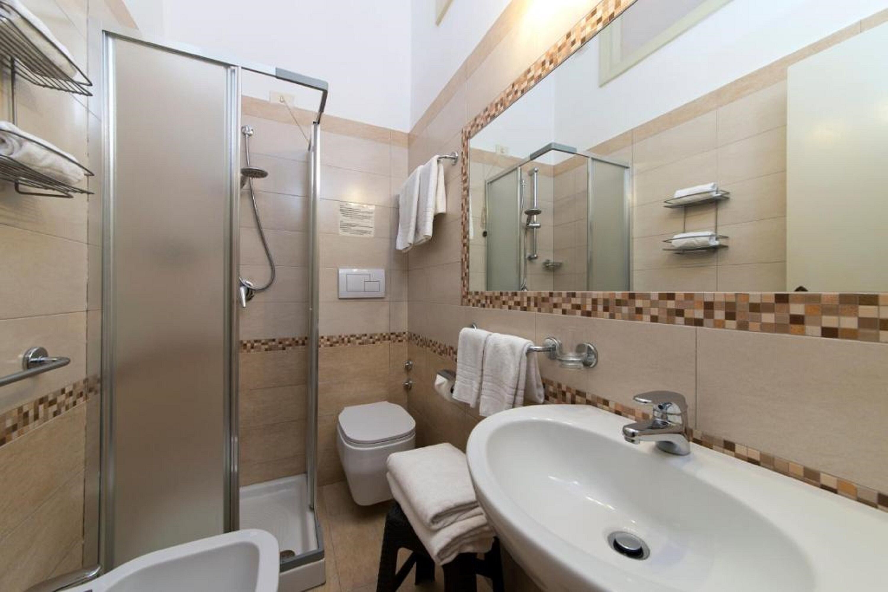 free toiletries, hair dryer, bathrobes, towels