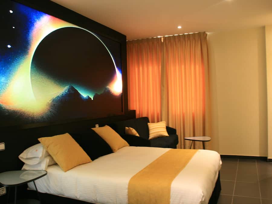 Individually decorated, desk, blackout drapes, soundproofing