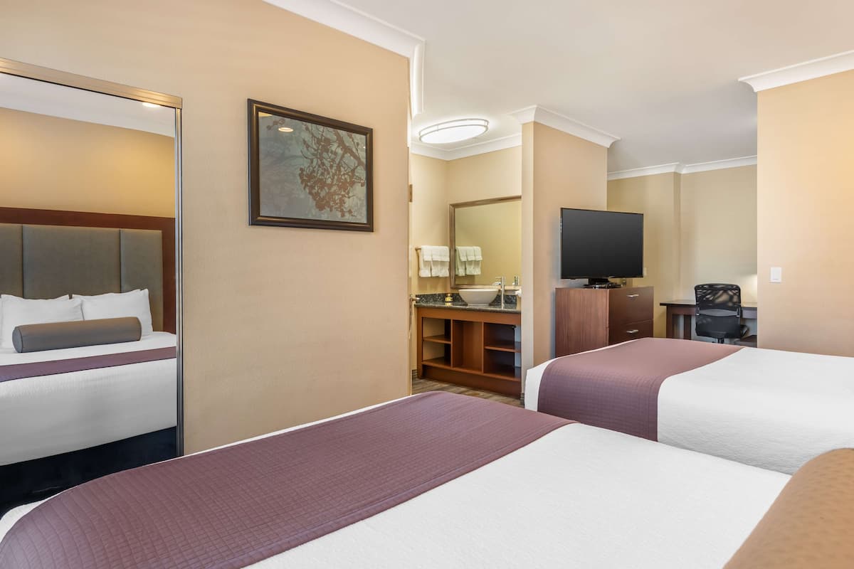Suite, 2 Queen Beds, Non Smoking, Refrigerator & Microwave | 1 bedroom, Egyptian cotton sheets, premium bedding, pillowtop beds