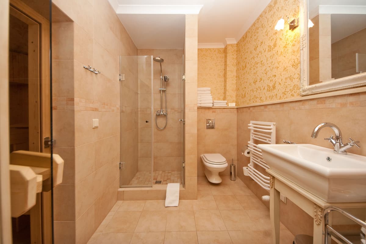 free toiletries, hair dryer, bathrobes, slippers