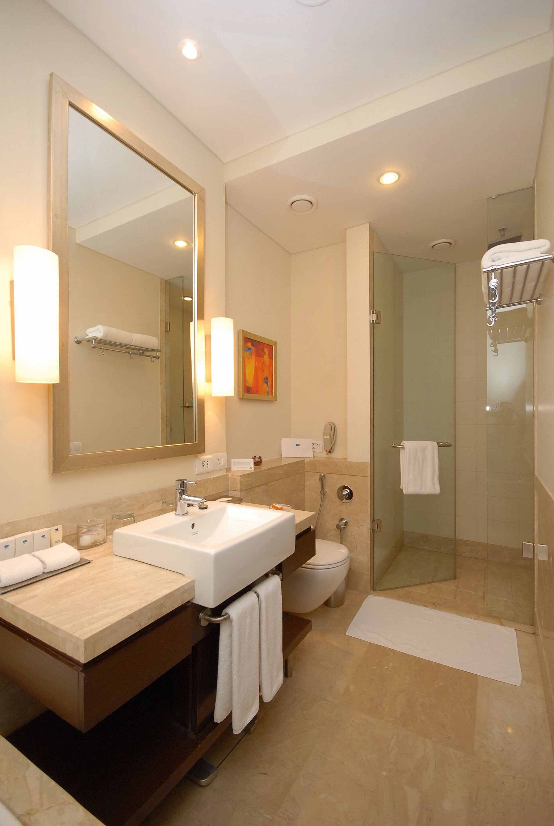 free toiletries, hair dryer, bathrobes, slippers