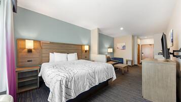 Suite, 1 King Bed, Non Smoking, Refrigerator & Microwave | Desk, laptop workspace, blackout drapes, iron/ironing board