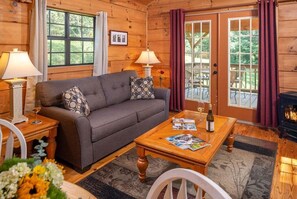 Blue Ridge Mountains Cabin | Living area - Engadine Inn & Cabins (Candler)