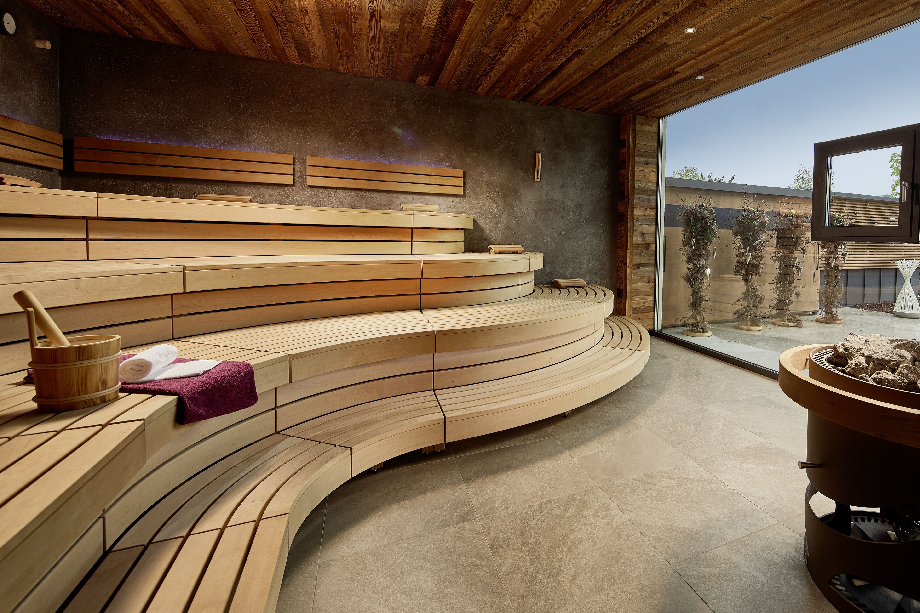 sauna, steam room, facials, manicures and pedicures