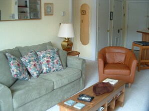 Condo, 1 chambre | Salle de séjour | Téléviseur, foyer