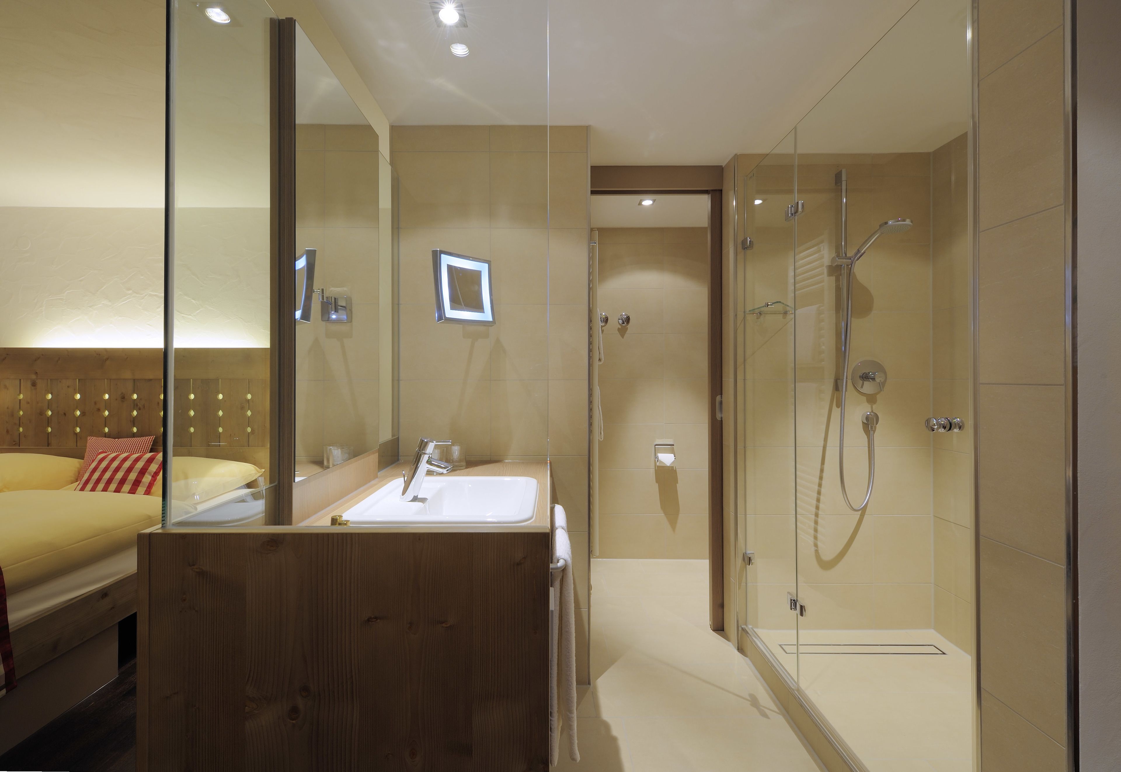 superior double room | bathroom | shower, free toiletries, hair dryer, dressing gowns