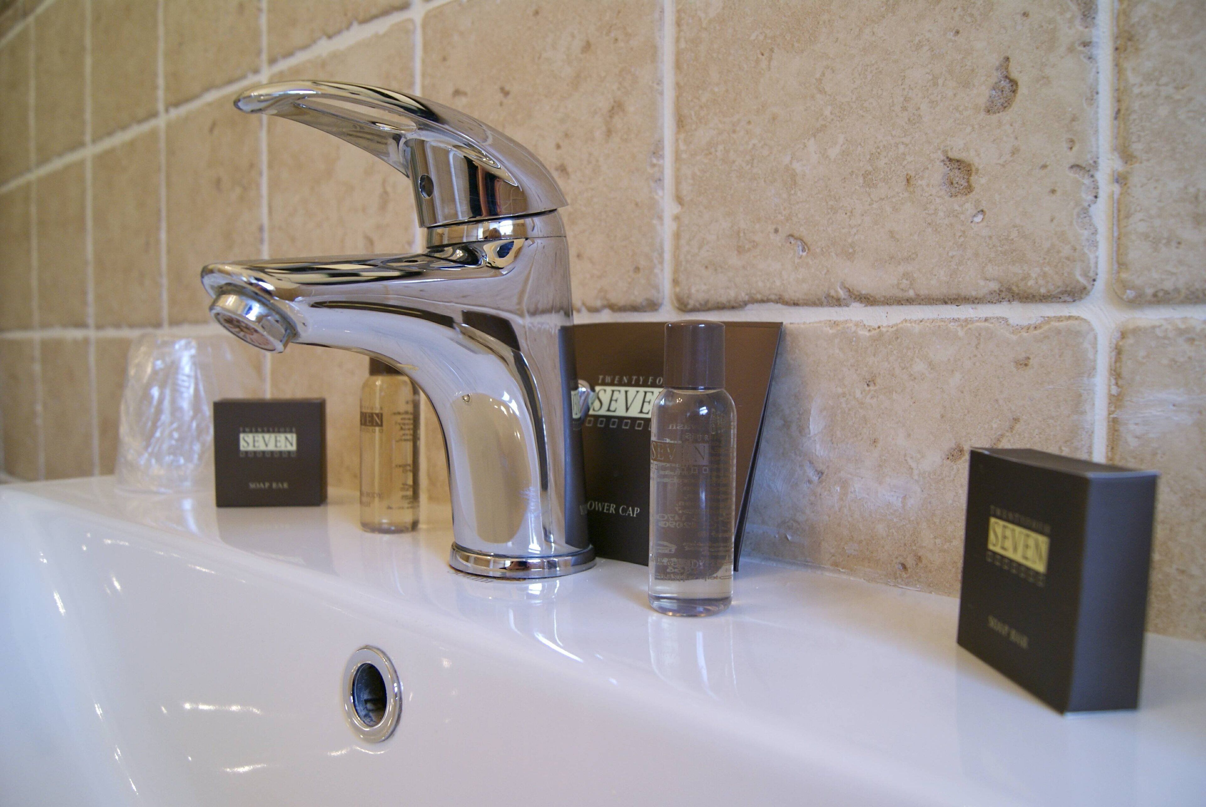 free toiletries, hair dryer, towels