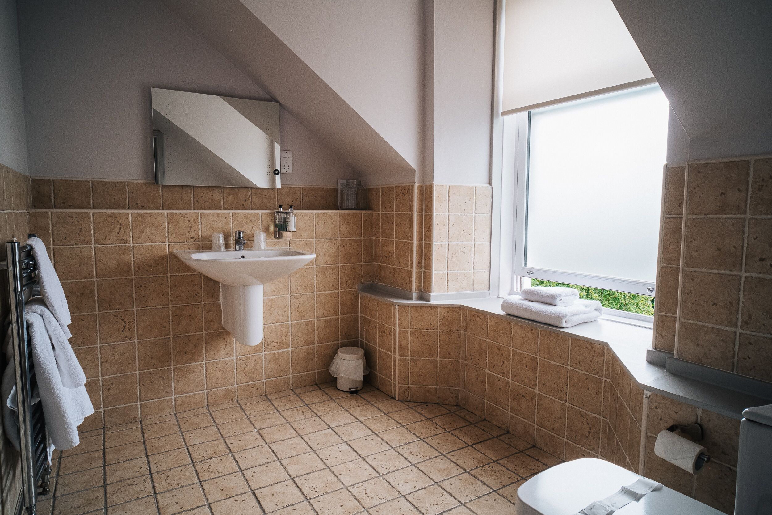 free toiletries, hair dryer, towels